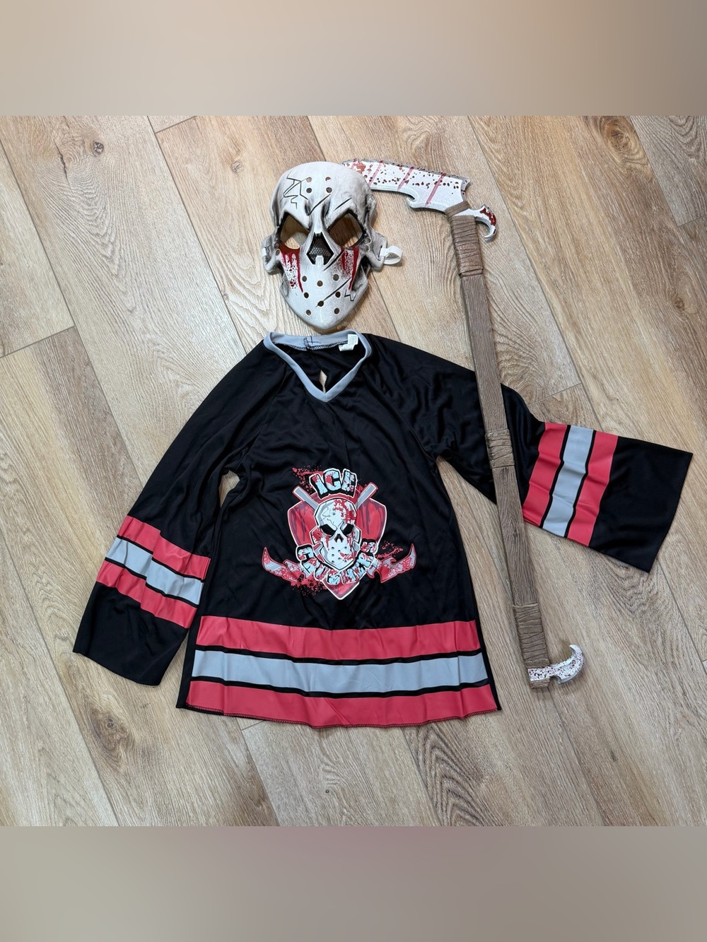 Kids Bloody Face-Off Hockey Halloween Costume - Size Medium (8-10), EUC UNISEX